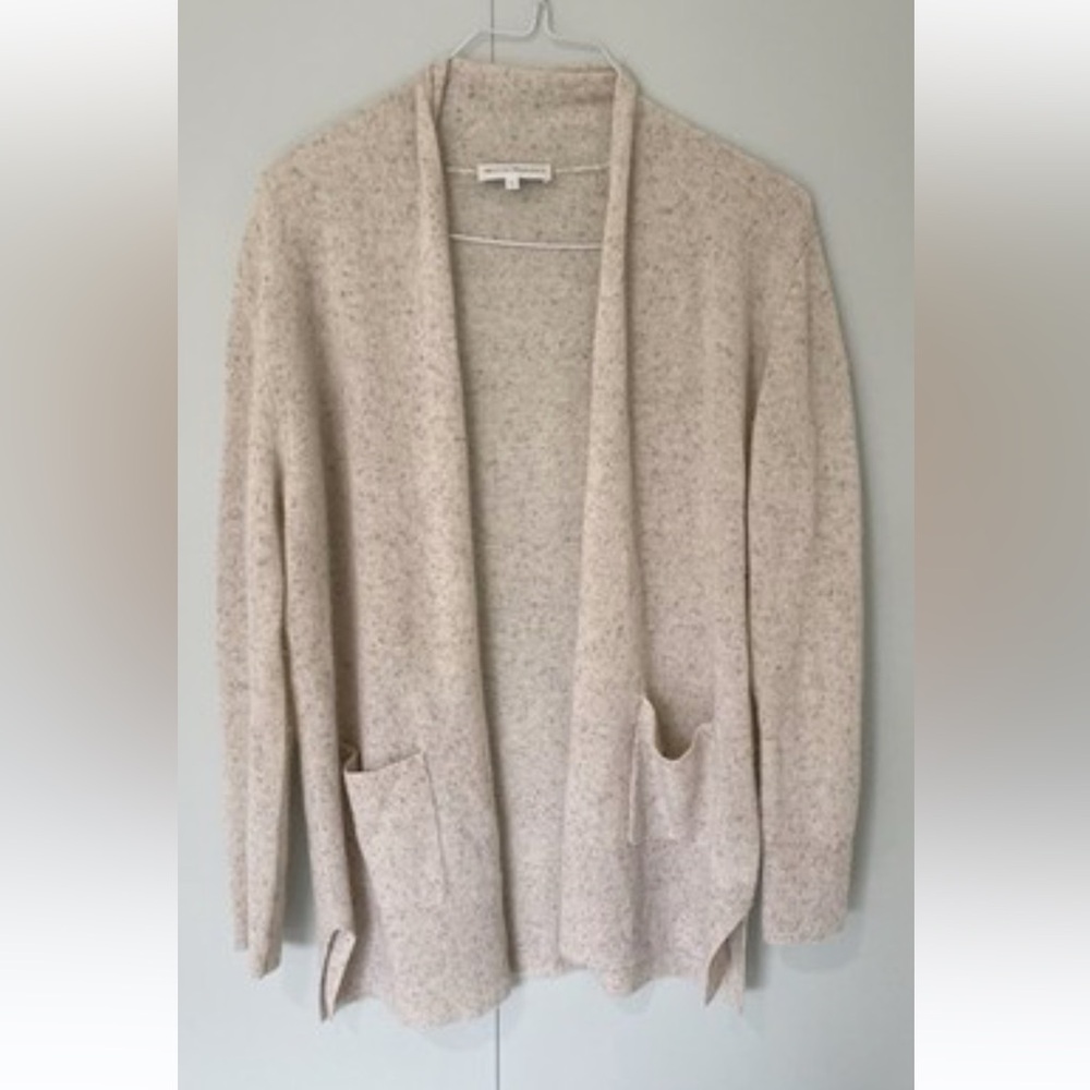 WHITE + WARREN Women’s Speckle Open Cashmere Cardigan Sweater Large